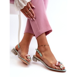 S.Barski Prozirne sandale na nisku petu s ukrasom u zelenoj boji D&amp;A MR38-368 zelena 4