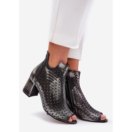 Kožne otvorene čizme Maciejka 05420-01 crne crna 1