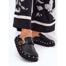 Big Star Kožni okret -FLOPS ženske klompe na velikoj zvijezdi RR274A378 Crna platforma 2