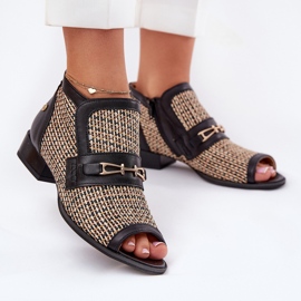 Ženske kožne čizme s golim prstima Maciejka 06934-39/00-1 crne i bež crna 2