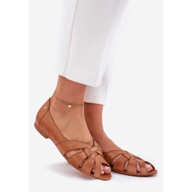 Kožne balerine s golim prstima maciejka 06908-29/001-1 smeđa 1