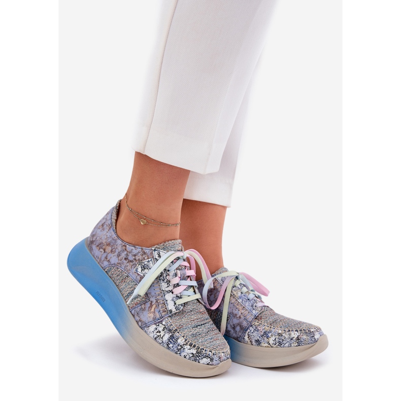 Ženske kožne cipele na platformi Maciejka 06776A-06 plava 1