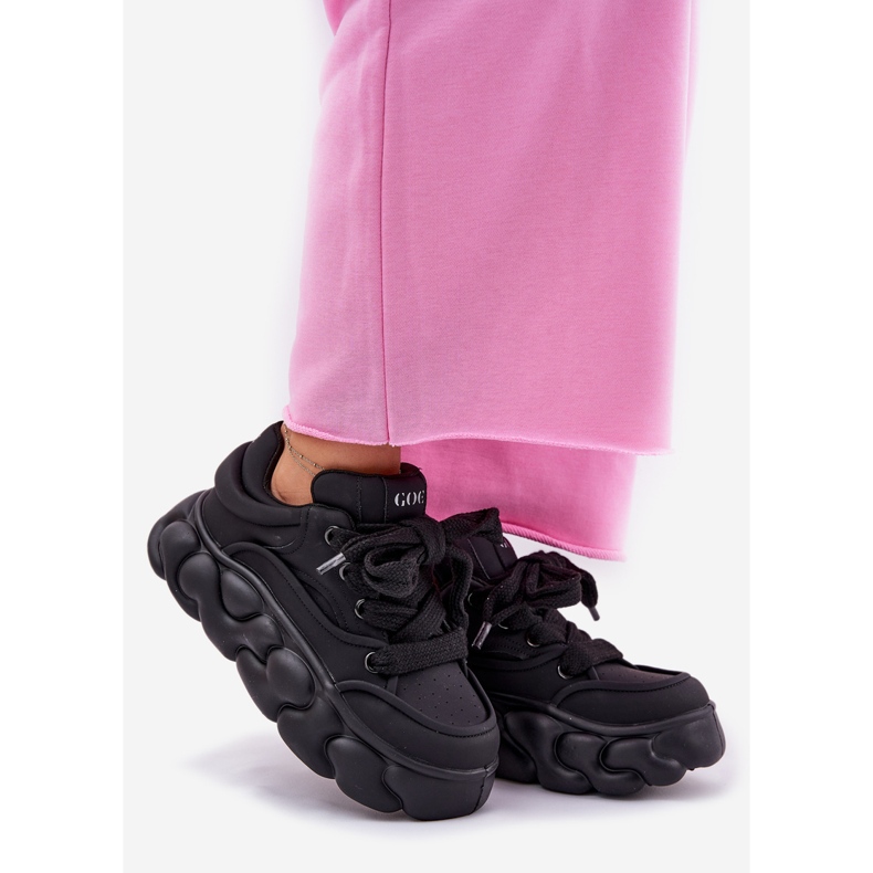 Ženske kožne tenisice na ogromnoj platformi Goe RR2N4044 crna 1