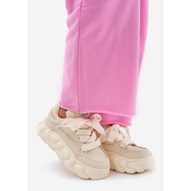 Ženske kožne tenisice na ogromnoj platformi Goe rr2n4043 bež 1