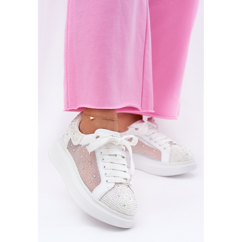 Ukrašene tenisice na bijeloj platformi Goe RR2N4003 bijela 2