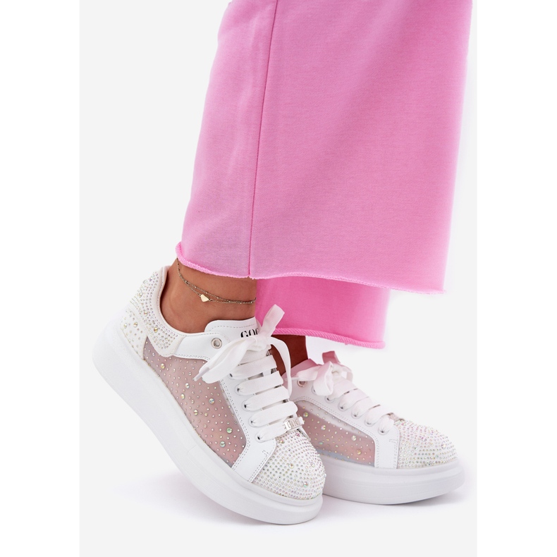 Ukrašene tenisice na bijeloj platformi Goe RR2N4003 bijela 1