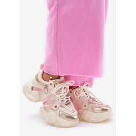 Ženske kožne tenisice na ogromnom potplatu goe rr2n4031 bež 1