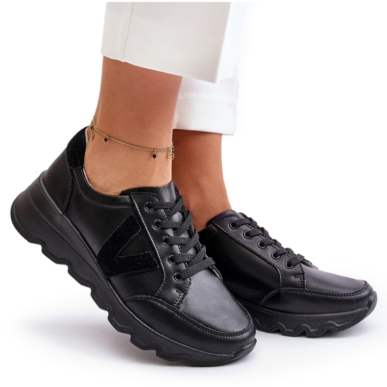 Vinceza 7918 Ženske kožne sportske cipele crne crno 4