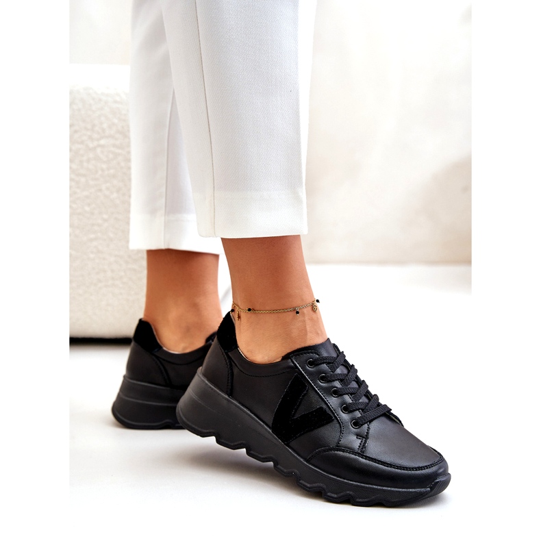 Vinceza 7918 Ženske kožne sportske cipele crne crno 2