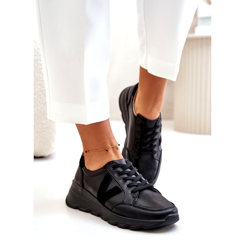 Vinceza 7918 Ženske kožne sportske cipele crne crno 1