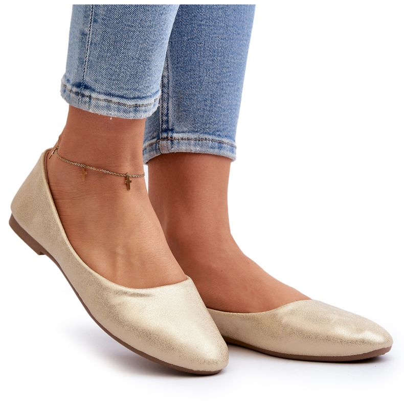 Kožne klasične zlatne balerinke zlatni 4
