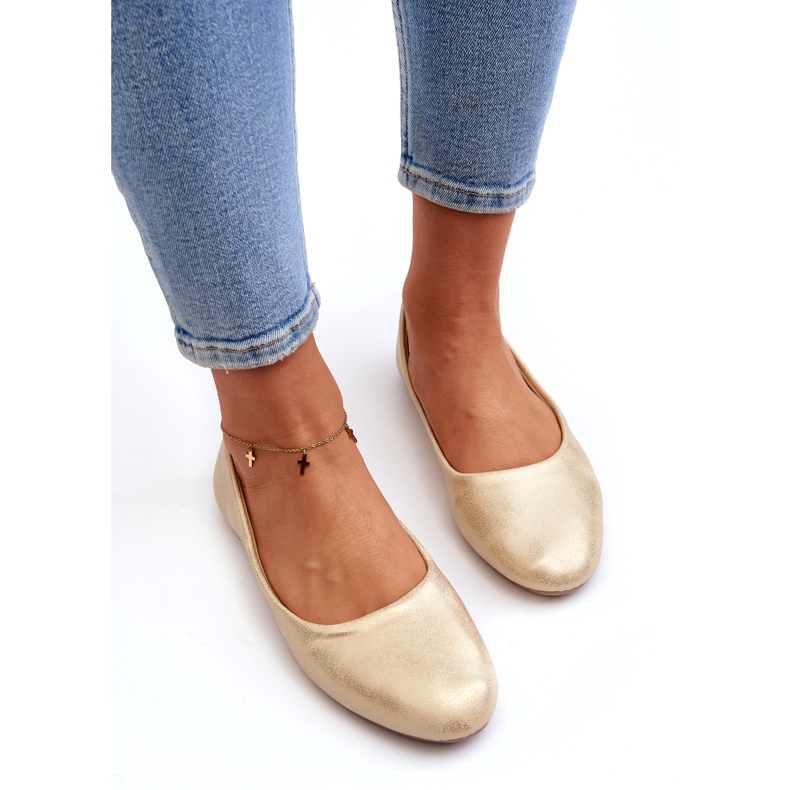 Kožne klasične zlatne balerinke zlatni 3