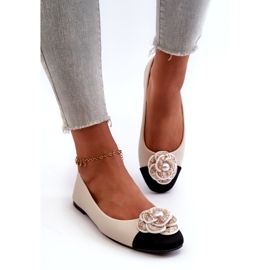 Seastar Ženske balerine eko kože s ukrasnom bisernom bež 2