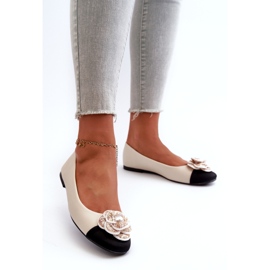 Seastar Ženske balerine eko kože s ukrasnom bisernom bež 1