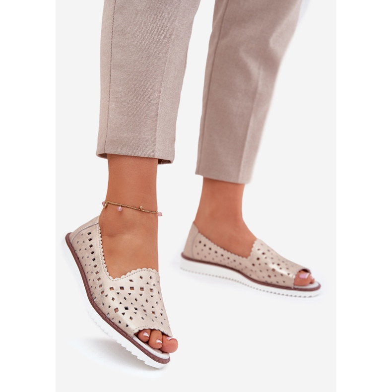 S.Barski Kožne otvorene balerine s golim prstima S. Barski LR51-922 bež 1