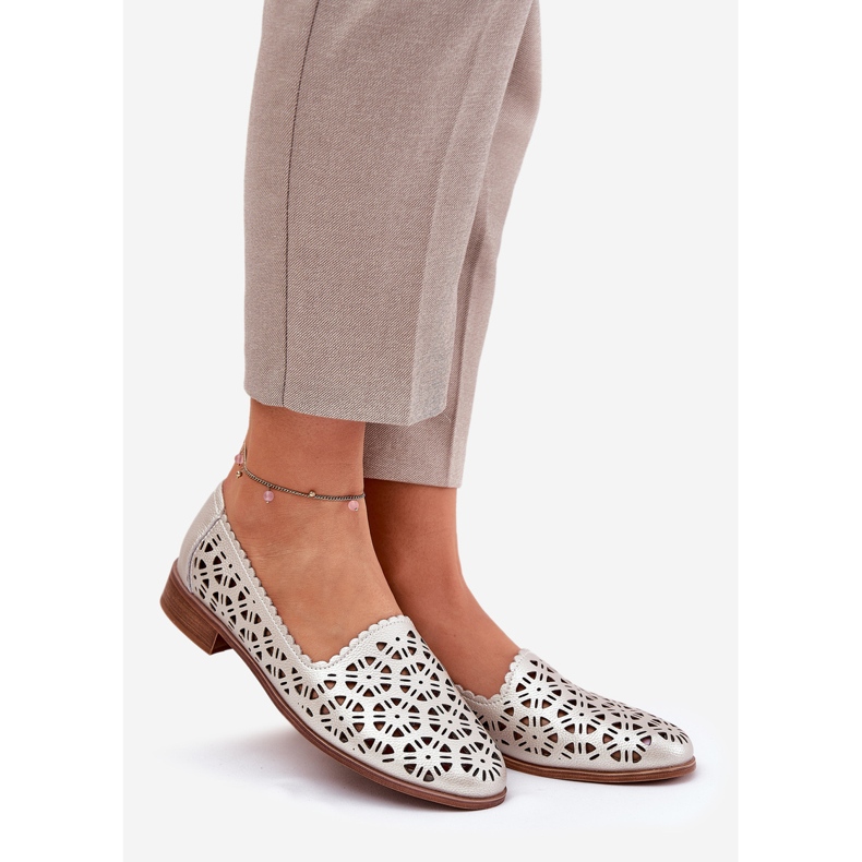 S.Barski Kožna otvorena ženska mokasins S. Barski LR51-646 PLN zlatni 1