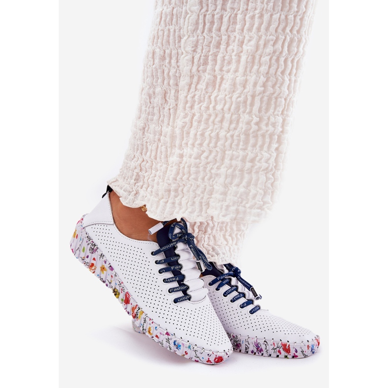 Kožne cipele na platformi s uzorkom Artiker 52C1713 bijela 1