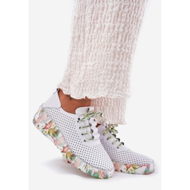 Kožne cipele s klinovima s uzorkom Artiker 54C1807 Bijela i zelena 1