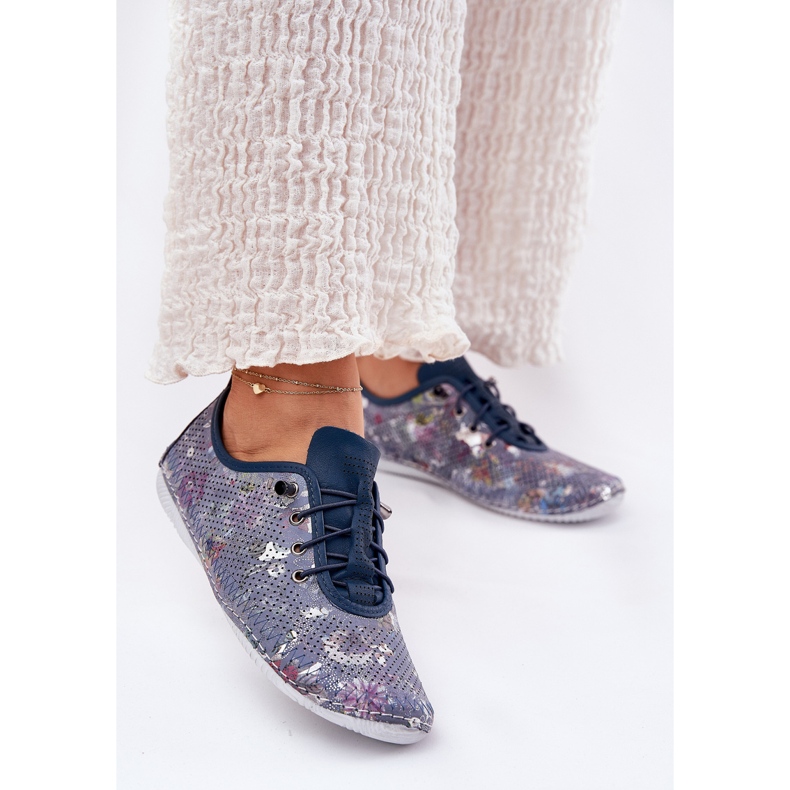 Ženske cipele izrađene od prirodne kože Artiker s uzorkom 56C2691 plava 2