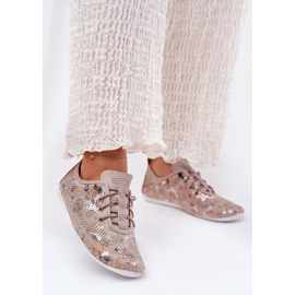 Ženske cipele izrađene od prirodne kože Artiker s uzorkom 56C2689 bež 2