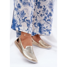 Otvorene balerine izrađene od prirodne kože Artiker 56C2694 PLN zlatna 2