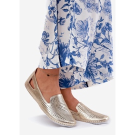 Otvorene balerine izrađene od prirodne kože Artiker 56C2694 PLN zlatni 1