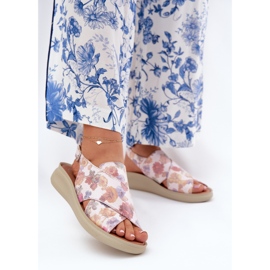 Jezzi Ženske sandale s eko kožom s cvjetovima višeslojni višebojan 2