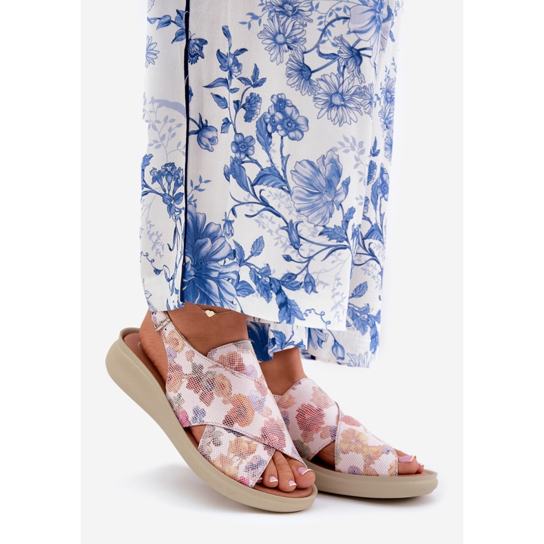 Jezzi Ženske sandale s eko kožom s cvjetovima višeslojni višebojan 1