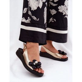 Jezzi Ženske sandale s ukrasnim zlatnim cvijetom 2