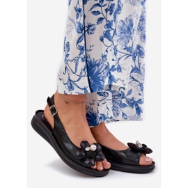 Jezzi Ženske sandale s ukrasnim cvijećem crnim crna 1