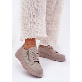 Vinceza Tenisice kožne sportske cipele na platformi s dvorcem Vincez 88019 tamna bež 2