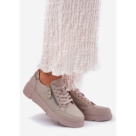 Vinceza Tenisice kožne sportske cipele na platformi s dvorcem Vincez 88019 tamna bež 1