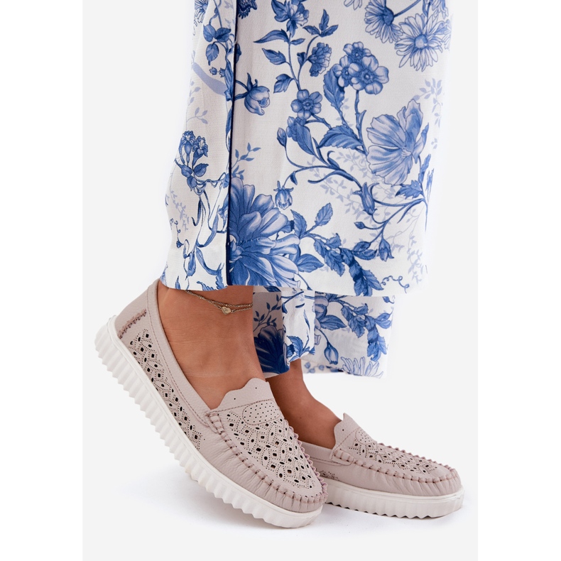 Vinceza Ženske kožne košalice s otvorenim uzorkom Vincez 88028 bež 1