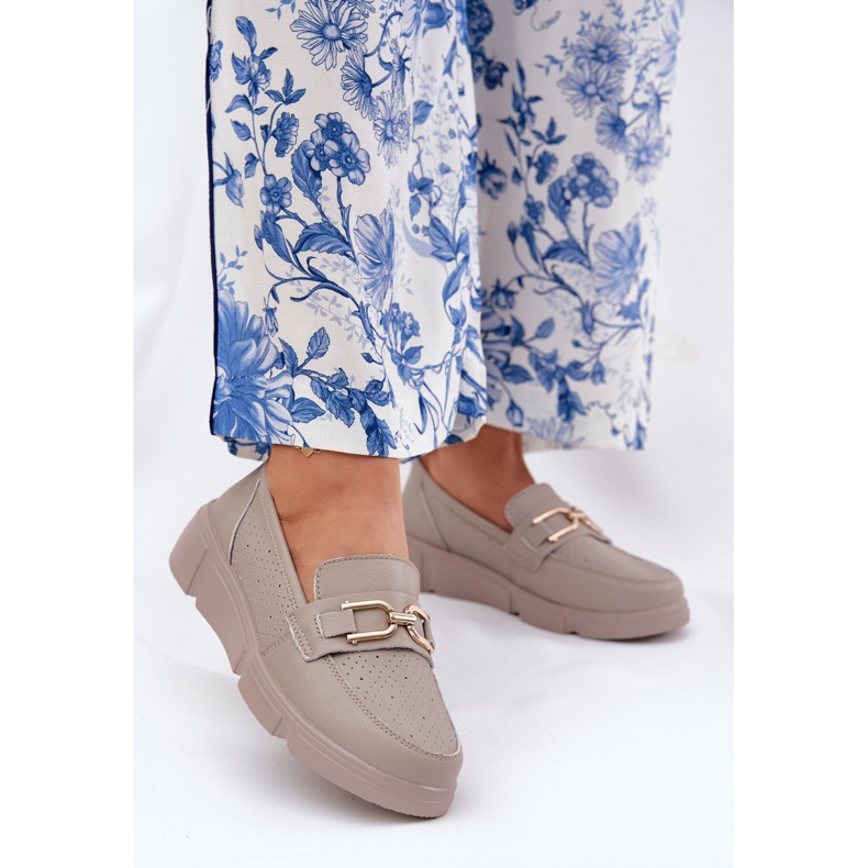 Vinceza Ženske kožne kosa s zlatnim detaljima Vincez 88007 tamna bež 2