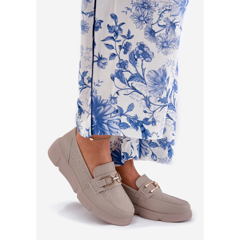 Vinceza Ženske kožne kosa s zlatnim detaljima Vincez 88007 tamna bež 1