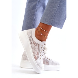 S.Barski Tenisice za ženske čipke na platformi S. Barski HY51-059 White bijela 3