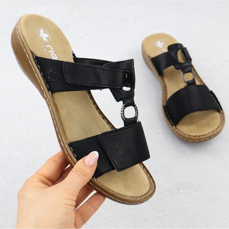 Ženske flip-flops za čičak Black Rieker 60885-00 crna 1