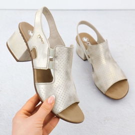 Ženske sandale sa visokim potpeticama Golden Rieker 64665-60 zlatni 1