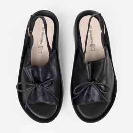 Goodin Crne klinove sandale s kožnim umetkom crna 1