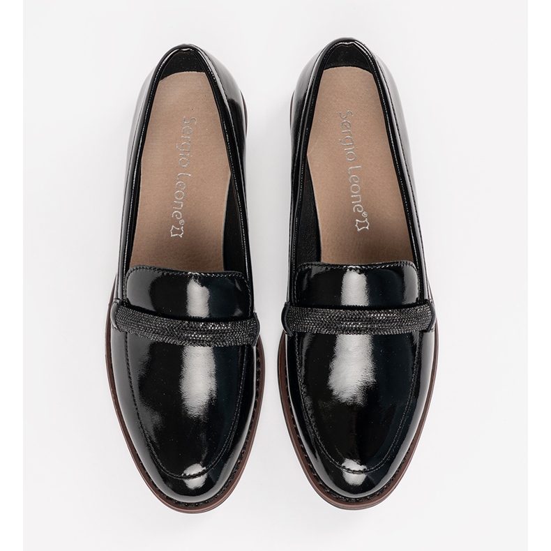 Mokasini s umetkom od crne kože Sergio Leone crna 2