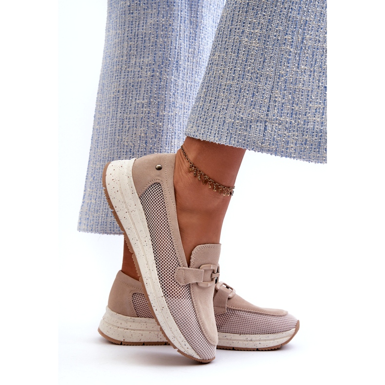 S.Barski Ženski antilop Moccasins Tw210 bež s ukrasom 3