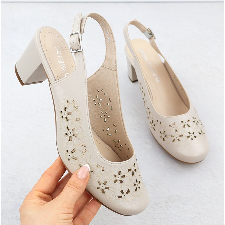 Ženske sandale pune otvorenih bež sergio leone sk179 1