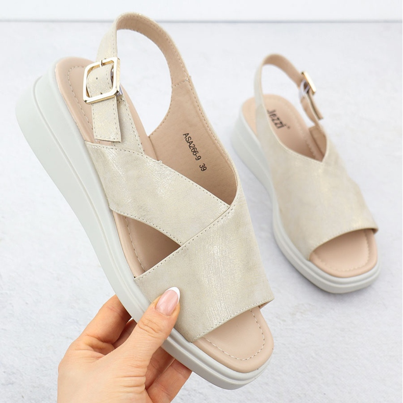 Ženske sandale na klinovima Zlatni jezzi asa266-9 zlatna 1