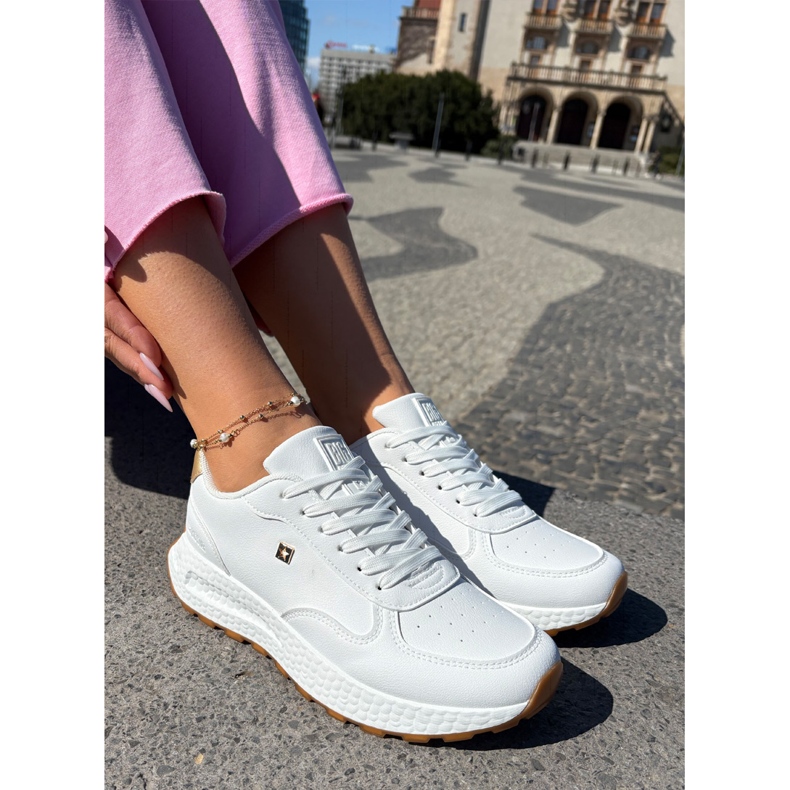 Lagane ženske sportske cipele Big Star RR274629 Hi-poljski bijeli sustav bijela 2