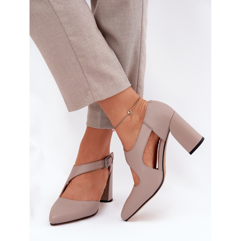 Kožne pumpe na stupu s Vinceza 91133 siva stezaljka 2