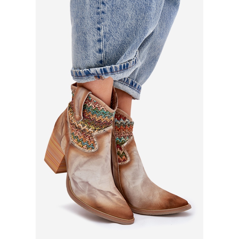 Maciejka Kaubojske kožne čizme na postu s ukrasnom pletenicom Maciejke 06810-29 Multikolor višebojan 1
