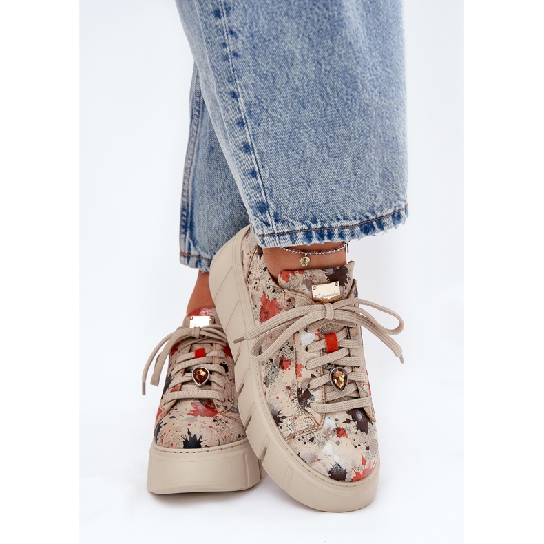 Kožne tenisice na platformi Maciejka 06891-18 bež 1