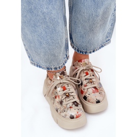 Kožne tenisice na platformi Maciejka 06891-18 bež 2