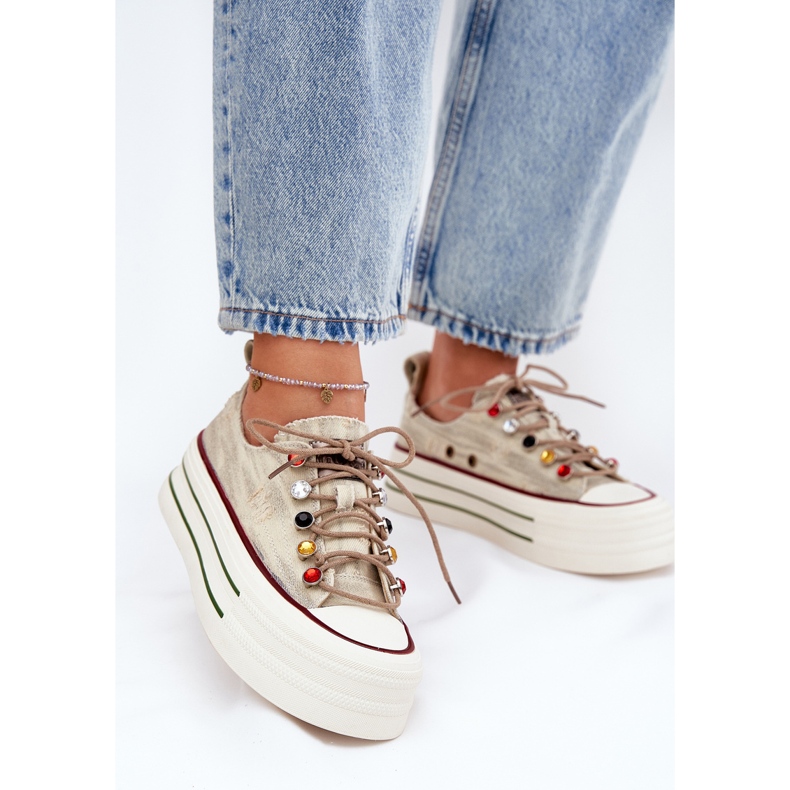 Ženske tenisice na platformi Goe rr2n4105 bež 2