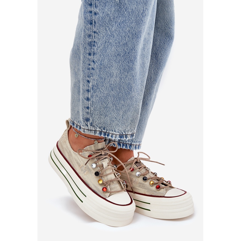 Ženske tenisice na platformi Goe rr2n4105 bež 1